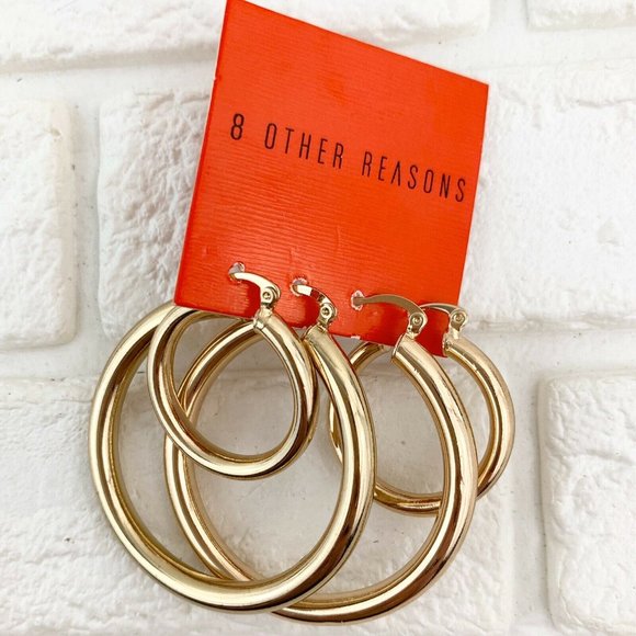 8 Other Reasons Jewelry - 8 Other Reasons Hoop Earring Set of 2 Gold Color